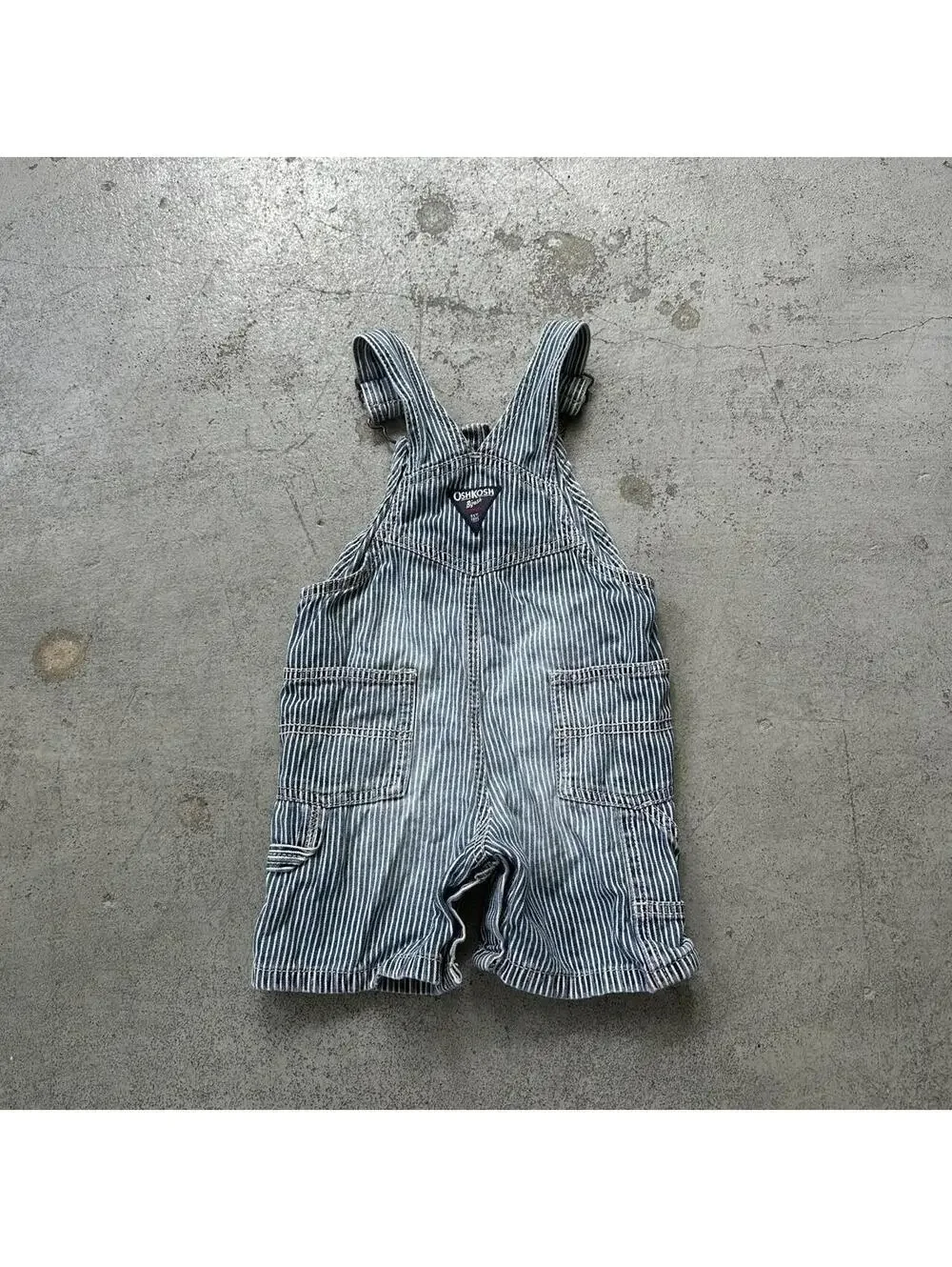 Infant Y2K Osh Kosh Pin Stripe Denim Overalls Short Overalls